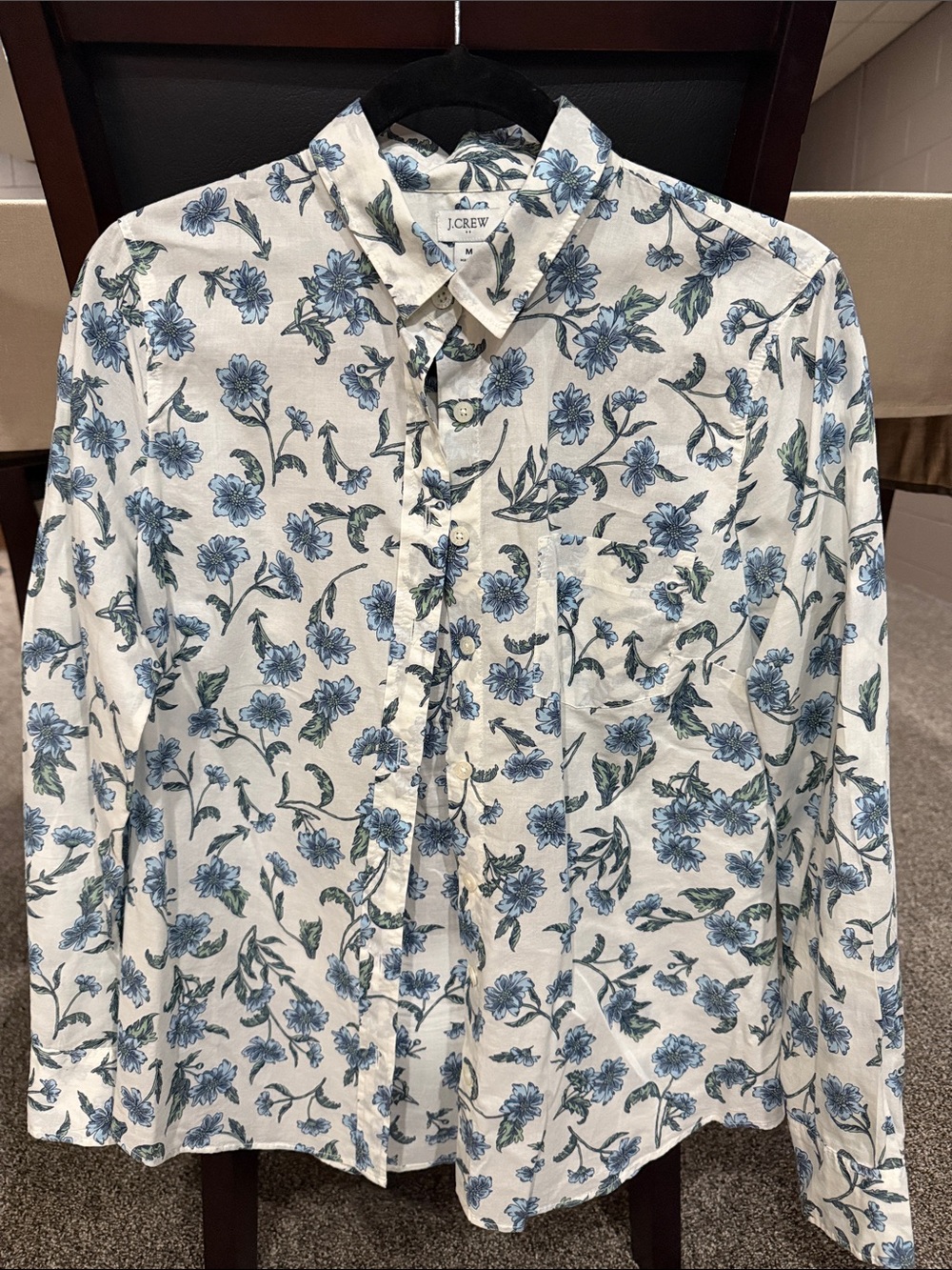J. Crew Women’s Blue Floral Button-Up Shirt